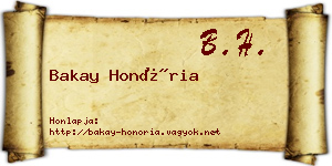 Bakay Honória névjegykártya